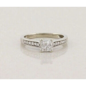 14k White Gold Diamond Ring .36 Carats Engagement Size 6 3/4